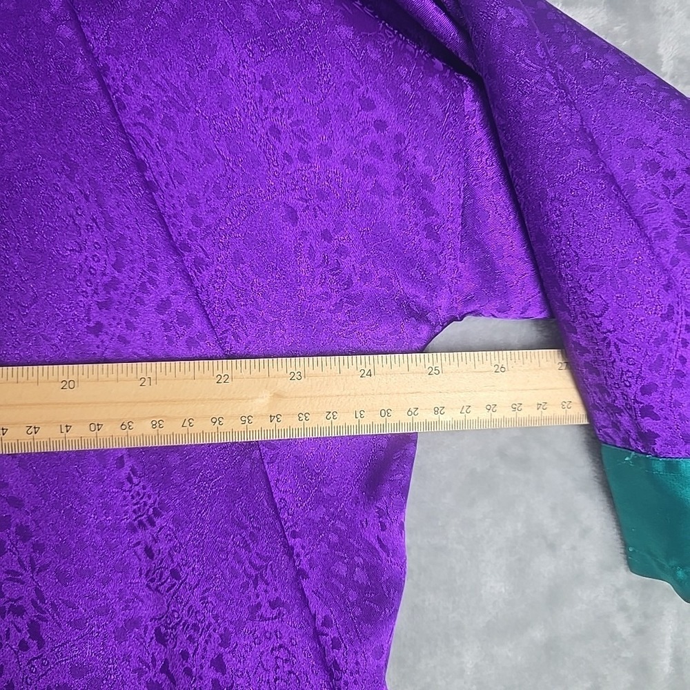 Victoria's Secret VTG Gold Label Satin Robe One Size Purple Green Paisley Retro‎ - Picture 4 of 8